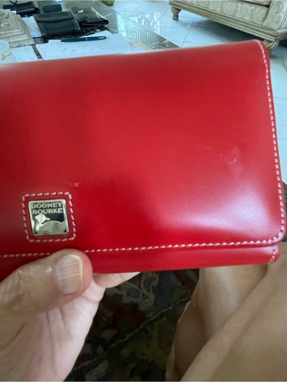 Dooney & Bourke Bright Red Leather Flap Wallet - Picture 12 of 15